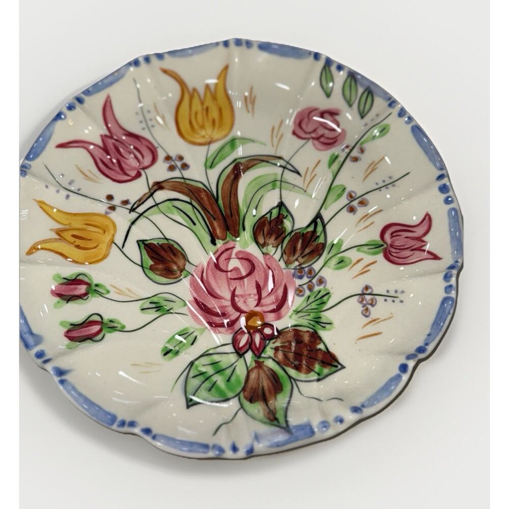 Vintage Blue Ridge Southern Potteries Hand Painted Floral Plate Nova Rose 10” - Picture 5 of 5